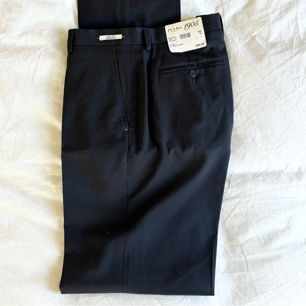 NWT J°S. A. Bank wool blend suit pants in black 36